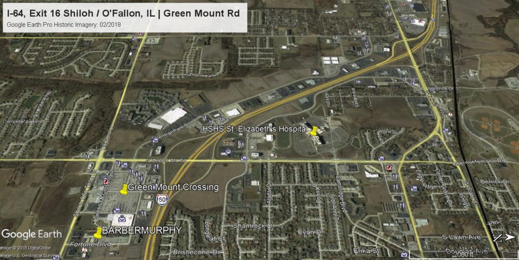 Google Earth 2018 Image of I-64 Corridor OFallon_Shiloh IL - Green Mount Rd