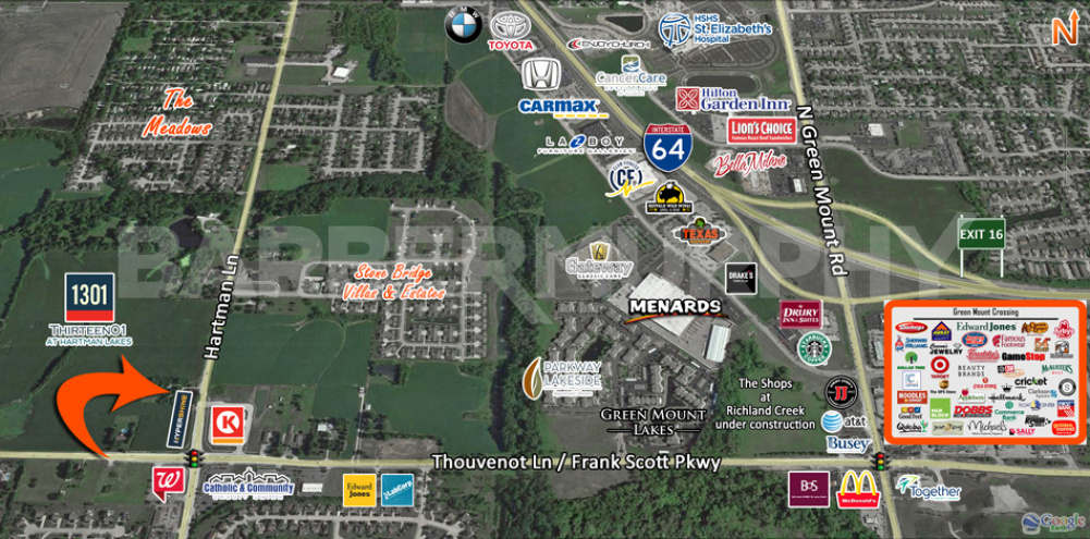 Area Map for 2.96 Acre Commercial Development Site at 1073 Hartman Ln, O'Fallon, IL 62269