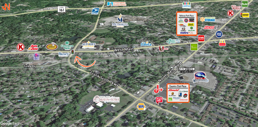 Area Map of Redevelopment Site for Sale at the corner of West Main and Frank Scott Parkway
