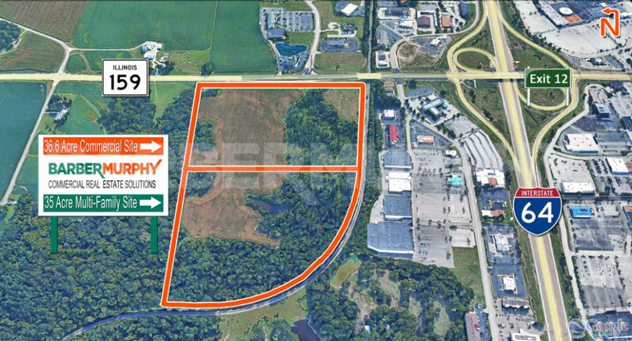 Aerial Image of 72 Acre Mixed Use Development Site (Commercial and Multi-Family) for Sale at IL-159 and I-64, Fairview Heights, IL 62208, St. Clair County, St. Louis Bi-State Region - Metro East, SW Illinois