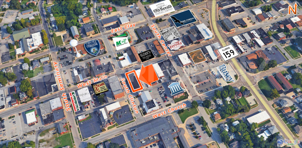 Area Map for 126 W Main St., Collinsville,  7,900 SF Storefront Retail for Lease in Downtown Collinsville, IL, Former Dollar General Store