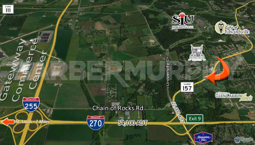 Area Map of 9 Acres for Sale on IL Route 157, Edwardsville, IL