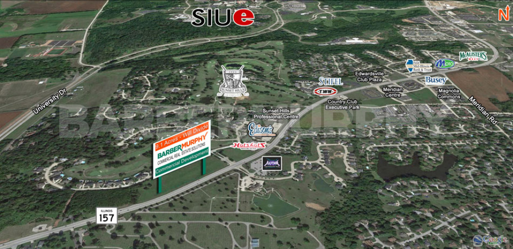 Area Map of 9 Acres for Sale on IL Route 157, Edwardsville, IL