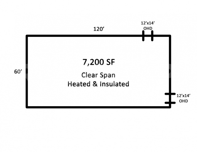 Floor Plan for Building B, 7,200 SF Clear Span Warehouse