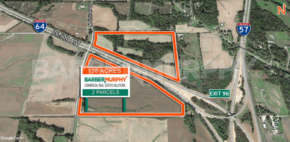 Aerial of 138 Acre Development Site on North Shiloh Drive in Mount Vernon, Illinois