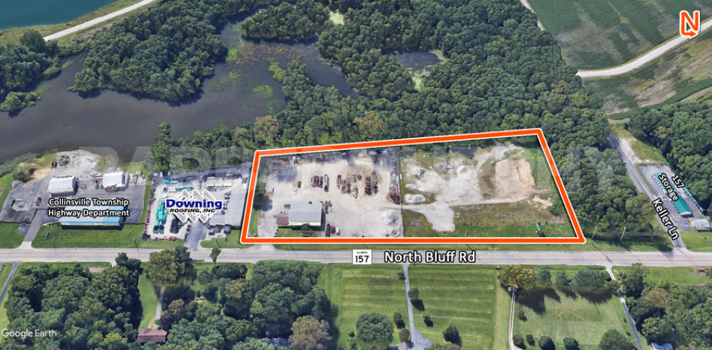 Site map of 7 acre rocked yard with warehouse at 1441 North Bluff Rd., Collinsville, Illinois 62234, Industrial Building for Sale