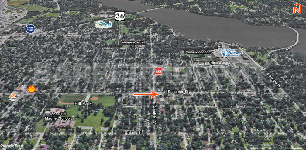 Area Map of 0.43 Acre Corner Development Site at 801 South Jasper Street, Decatur, Illinois 62521