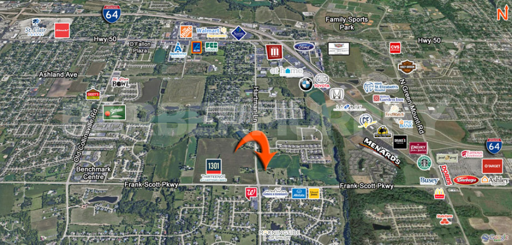 Area Map of Commercial Development Site on Hartman Lane