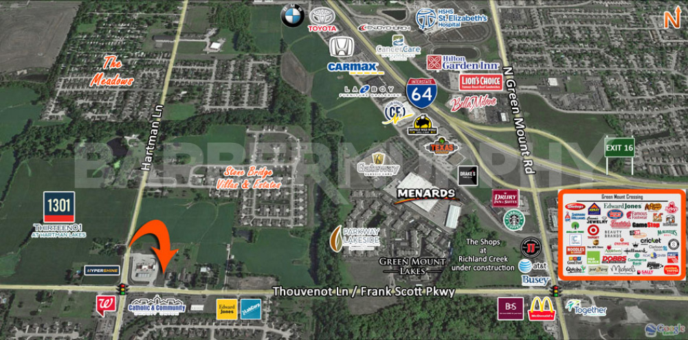 Aerial Map of 1238 Thouvenot Lane, O'Fallon, Illinois, Commercial Site for Sale