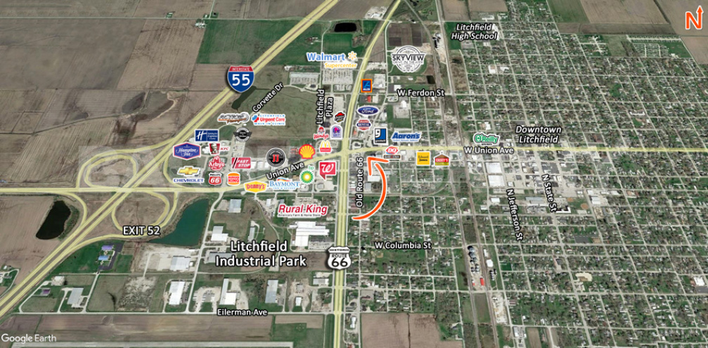 Area Map of redevelopment site at the corner of  Old Route 66 and W Union Avenue in Litchfield