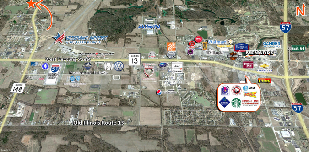 Area Map of 3 Acre Development Site for Sale on IL Route 148 in Herrin, IL