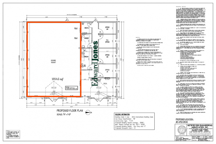 Floor Plan for 1,855 SF Office for Lease