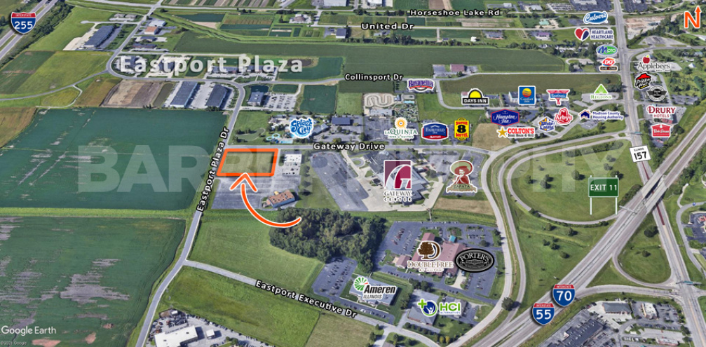 Area Map of 2.69 Acre Development Site at the corner of Gateway Dr and Eastport Plaza Dr in Collinsville, Illinois