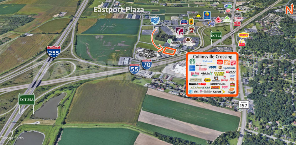 Area Map of 2.66 Acre Site for Sale located on Executive Drive, Collinsville, Illinois, 62234