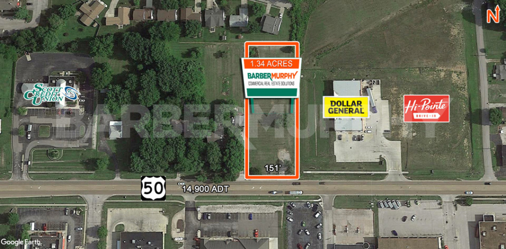 Aerial Image for 1.34 Acre Development Site located at 702 West Highway 50, O'Fallon, Illinois 62269