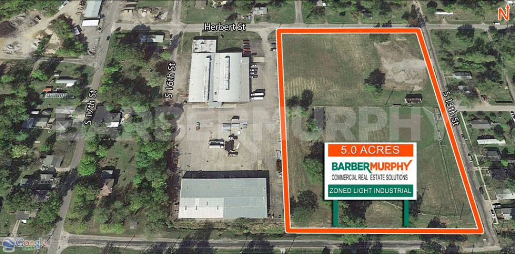 Aerial Site Map of 5 Acre Light Industrial Site at 1525 Herbert, Mt. Vernon, Illinois 62864