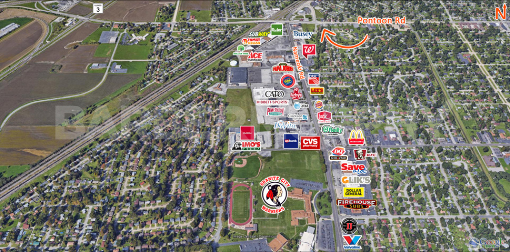 Area map of 1604 Pontoon Rd., Granite City, Illinois 62206