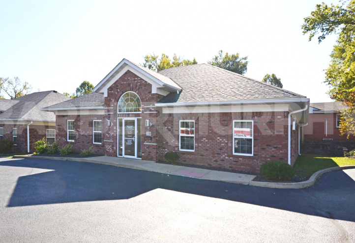 Exterior image of office building with space for lease