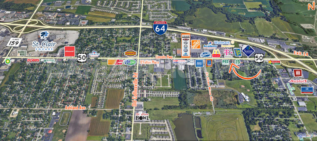 Area Map of 1413-1415 West Hwy 50, O'Fallon, IL 62269