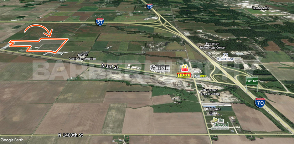 Area Map of  65 Acre Industrial Site for Sale on North 3rd St., Effingham, Illinois