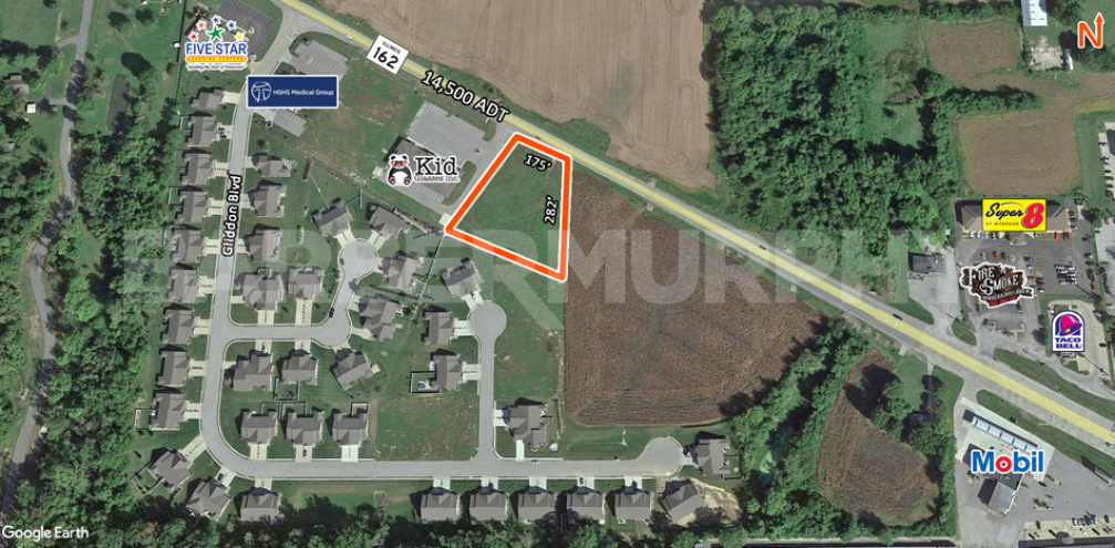 Site Map of 1.56 Acre Development Site for Sale located at 7358 Route 162, Troy, IL 62294