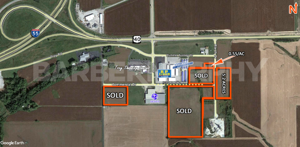 Aerial showing available industrial lots