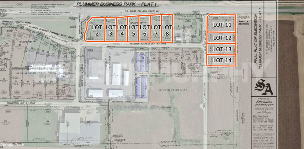 Site Plan for Commercial Development Sites in Plummer Business Park, Troy, IL