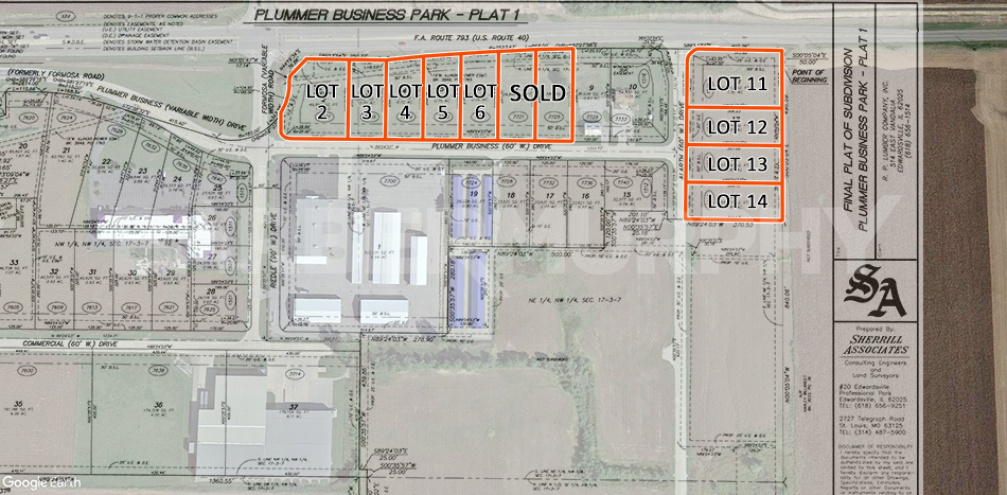 Site Plan for Commercial Development Sites in Plummer Business Park, Troy, IL
