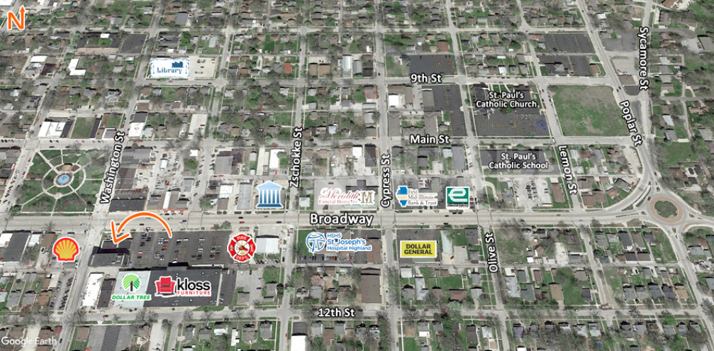 Area Map of 1000 Broadway, Highland, Illinois