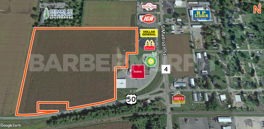 Site Map for 34 Acre Development Site for Sale on Hwy 50, Lebanon, IL