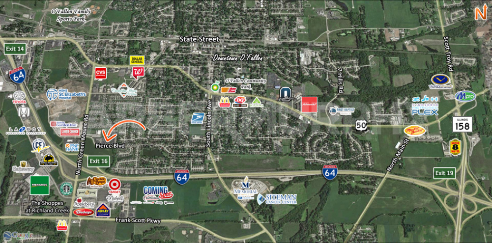 Area Map of 640 Pierce Blvd., O'Fallon, IL 