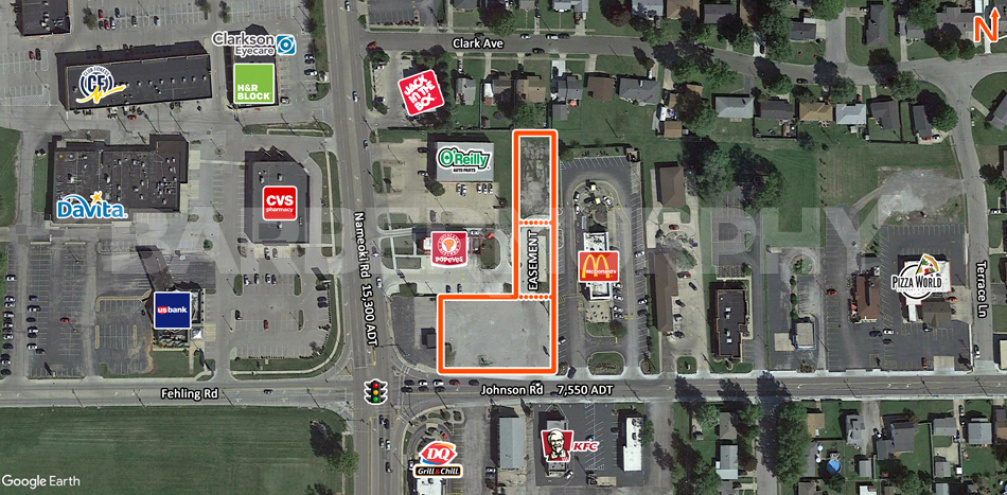 Aerial Image of Development Site located at 1511-1513 Johnson Rd., Granite City, IL 