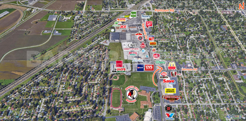 Expanded Area Map of Development Site located at 1511-1513 Johnson Rd., Granite City, IL 
