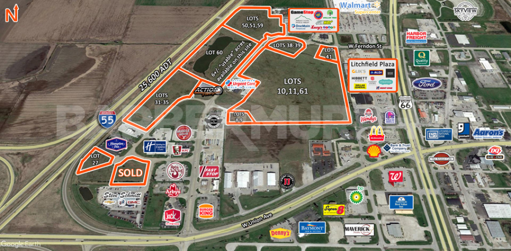 Lot Layout for Commercial Sites for Sale in the Route 66 Crossing Complex