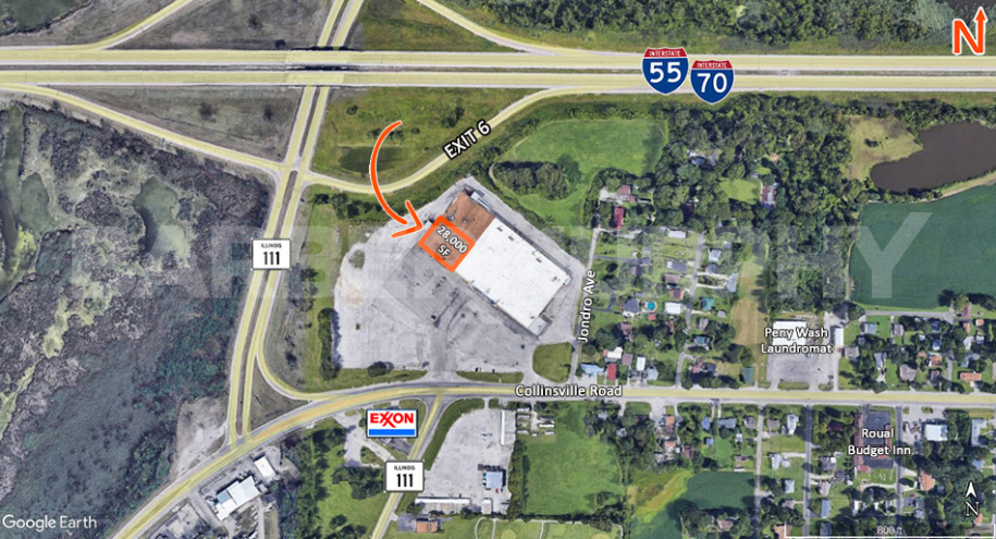 Aerial Location and outline of space for lease 