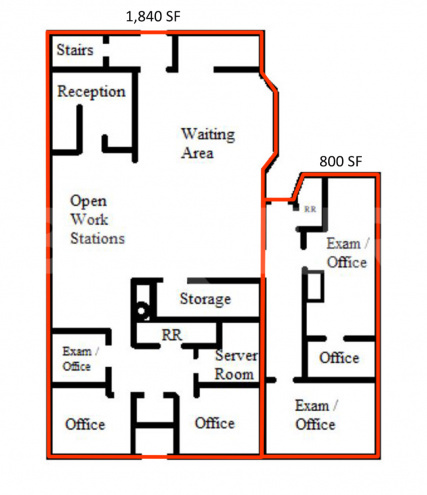 Floor plan with spaces available 