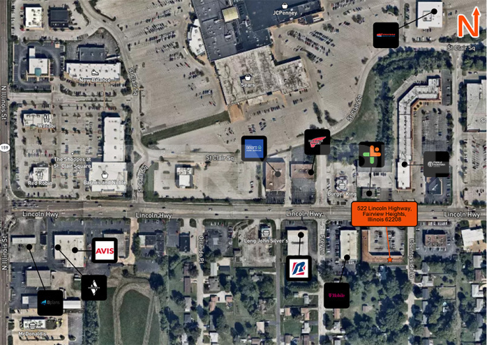 Aerial location of 1,000 SF- 4,300 SF Retail Space 