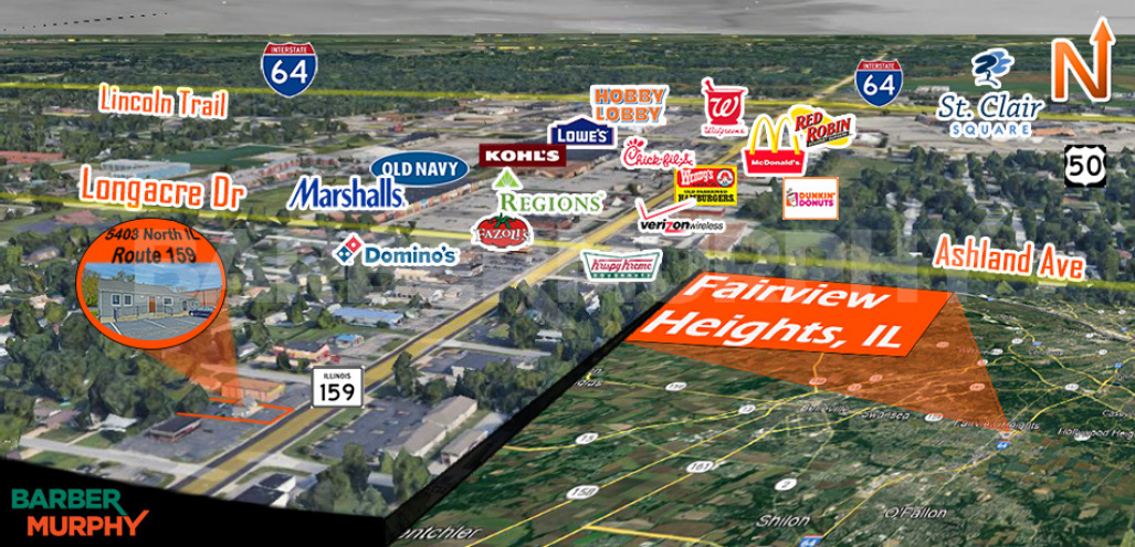 Aerial Location: 5403 North Illinois, Route 159, Fairview Heights, IL 62208, Office for Lease