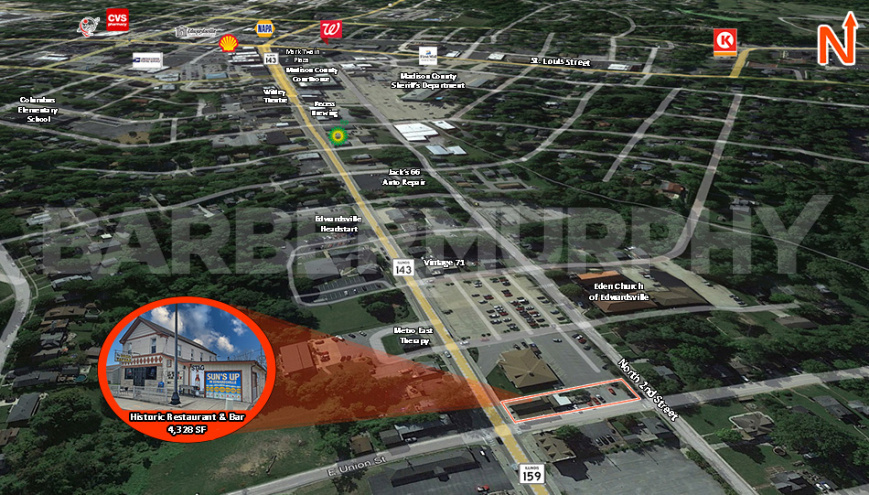 Aerial location: 1013 North Main Street, Edwardsville, IL 62025
