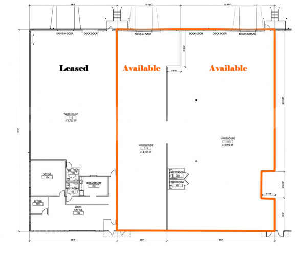 Floor plan of Office/Warehouse for Lease 