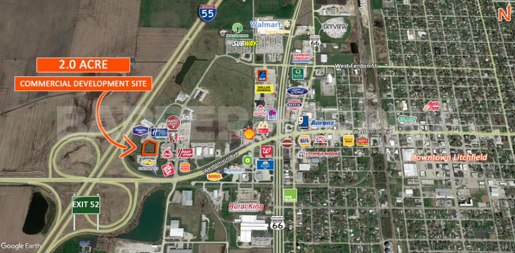 Area Map for 2 Acre Commercial Lot for Sale, Route 66 Crossing, Litchfield, IL