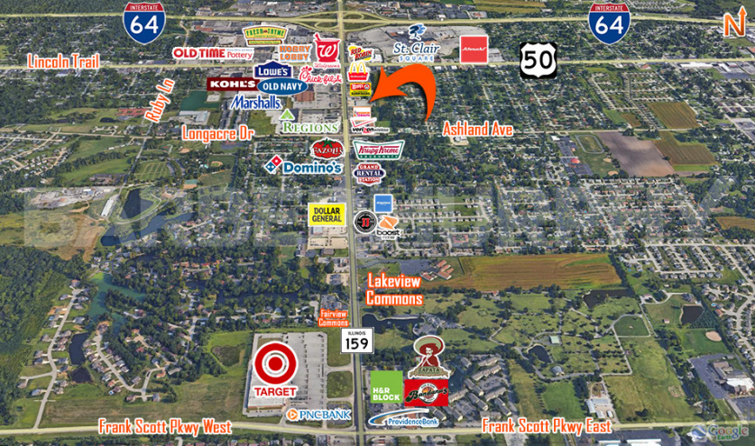 Aerial Location of 1,300 Sf office/retail space