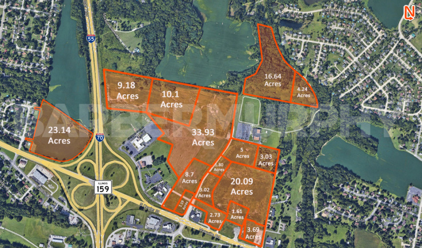 Parcel Map of  /- 146 Acres:  140 Wilma Drive, Maryville, IL 