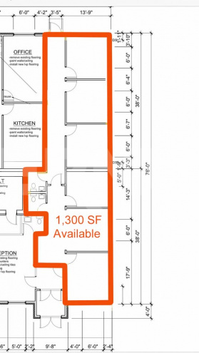 Floor plan for 1,300 SF Office: 2921 Maryville Road, Maryville, IL 62062
