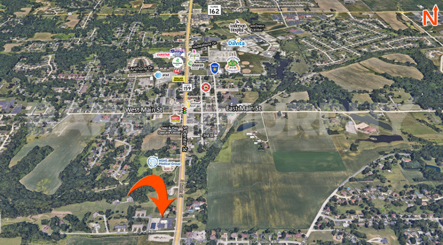 Aerial Location: 2921 Maryville Road, Maryville, IL 62062