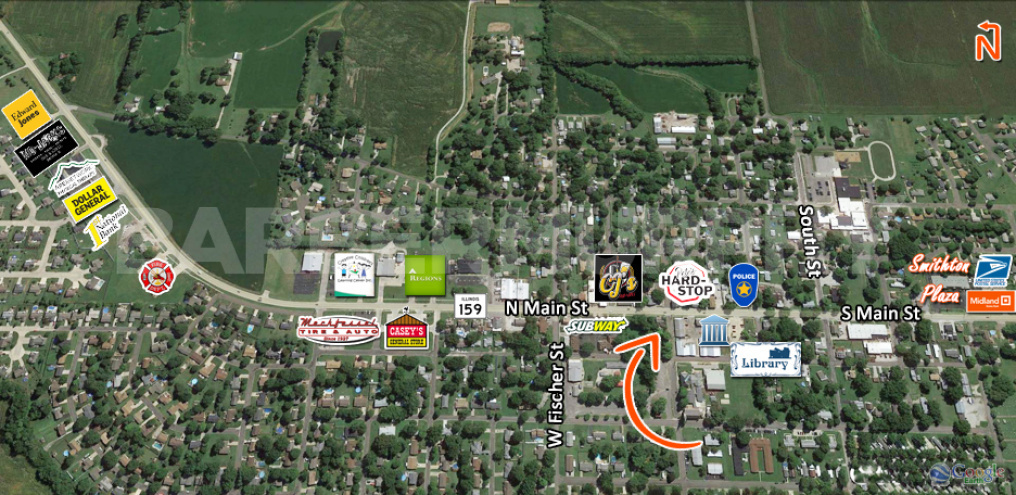 Area Map of 1 Acre Redevelopment Site for Sale, N Main St, Smithton, Illinois