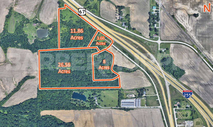 Aerial Map of Commercial Development Site on Godfrey Rd, I-255 and Hwy 67