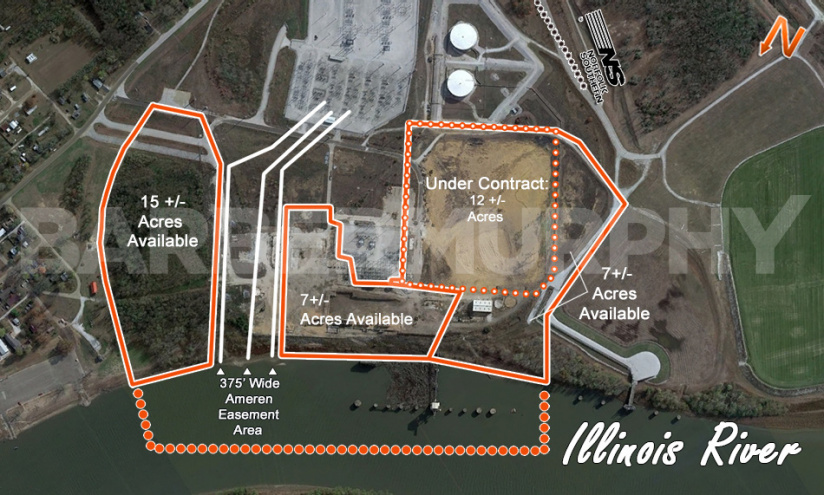 Area Map for 56.6 Acre Power Plant Redevelopment Site in Meredosia, IL