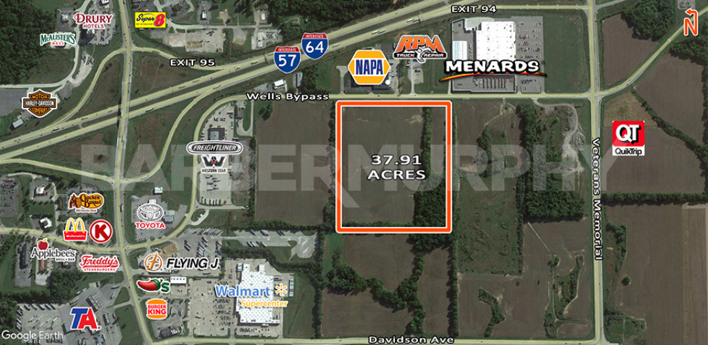 Aerial of Commercial Development Site on Wells Bypass in Mount Vernon, IL