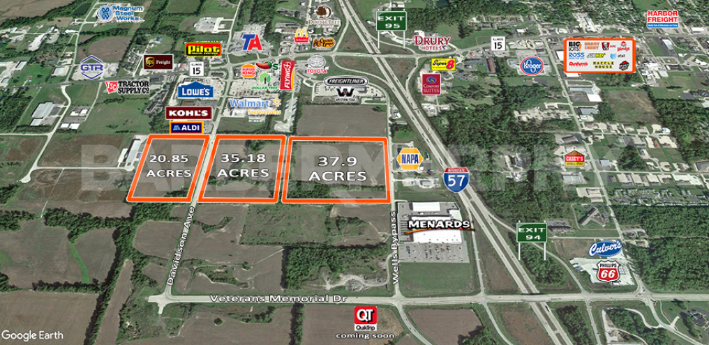 Aerial Image of Commercial Sites for Sale in Mt. Vernon, IL